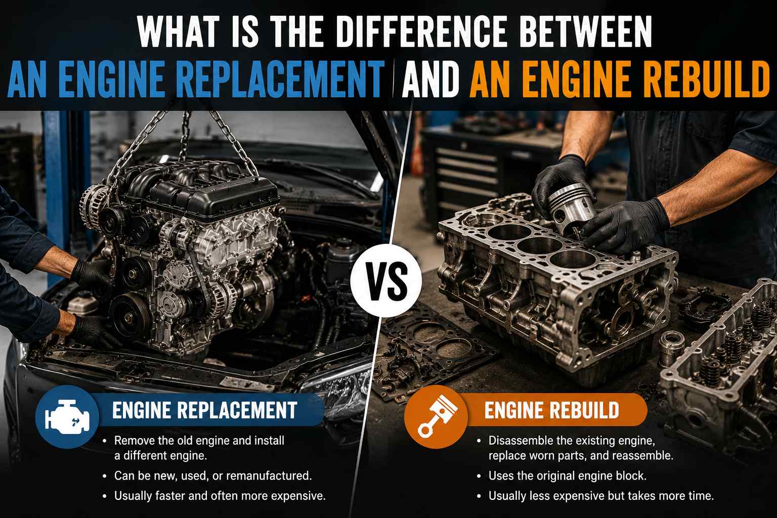 What Is The Difference Between An Engine Replacement And An Engine Rebuild